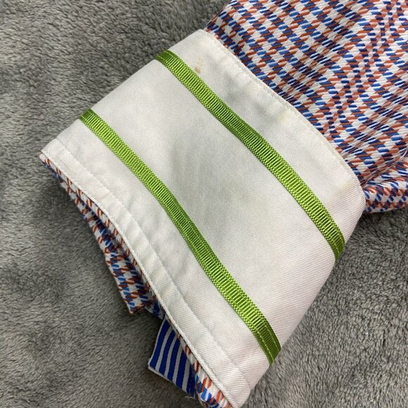 Robert Graham Button Up Shirt Mens Large Flip Cuff Houndstooth Long Sleeve - Picture 5 of 16